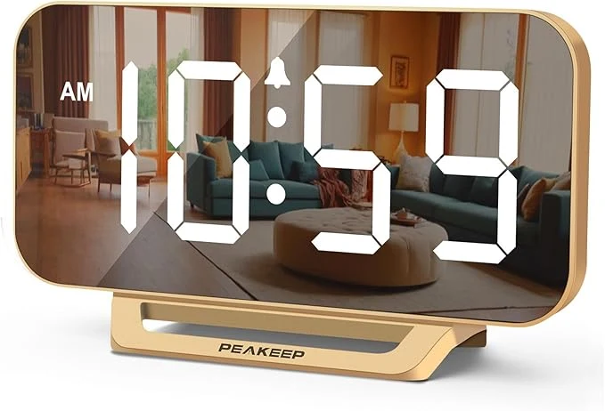 Green Peakeep Slim Digital Mirror Aesthetic Alarm Clock Premium Material
