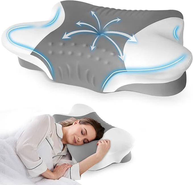 Specialty Cervical Neck Pillow for Side Sleepers – Cooling Contour Memory Foam Pillows Refined