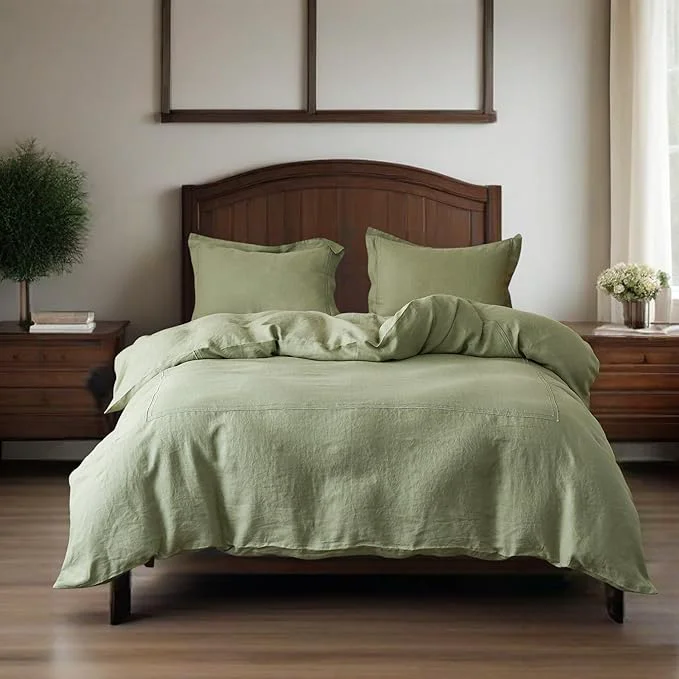 Expertly Made Simple Opulence Washed Linen Duvet Cover Set 68 x86 Traditional