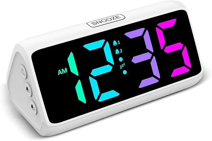 Fine Netzu Loud Alarm Clock for Heavy Sleepers RGB Alarm Clocks for Bedrooms Clean