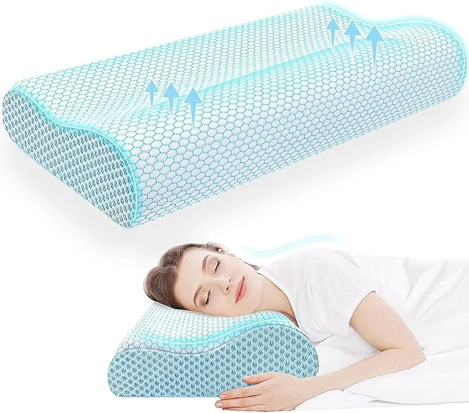 Clean CloudBliss Memory Foam Pillow Ergonomic Neck Contour Cervical Pillow Functional
