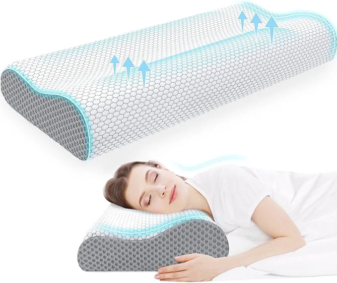 Detailed CloudBliss Memory Foam Pillow Ergonomic Neck Contour Cervical Pillow Smooth