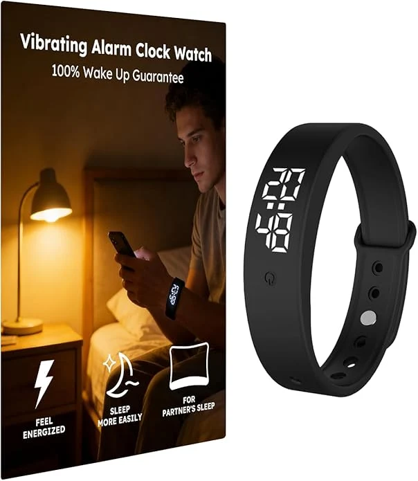 Minimalist Vibrating Alarm Clock Watch for Heavy Sleepers Silent Wake Up Bracelet Smart World-Class