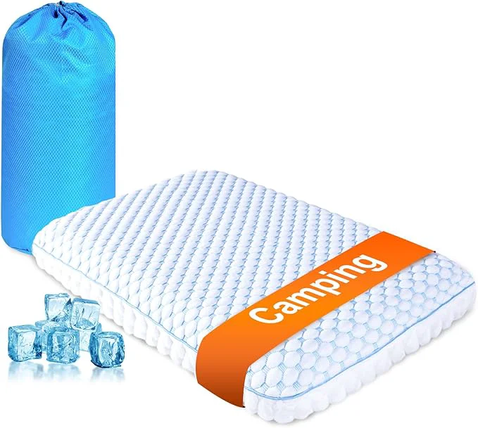 Fine Camping Pillow with Memory Foam-Compressible Medium Firm Ultralight Cooling Practical