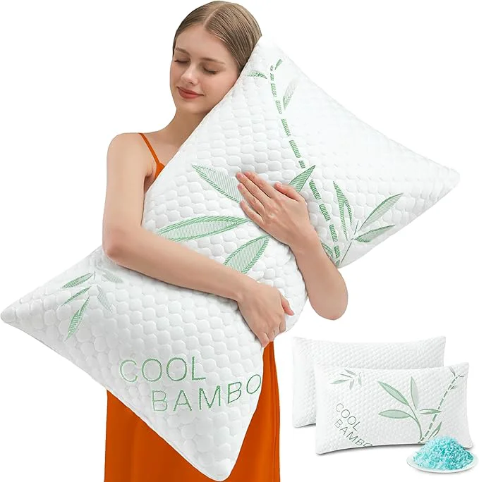Specialty Memory Foam Pillows Cooling Pillows Queen Size Set of 2 Adjustable Firm Bamboo Next-Generation