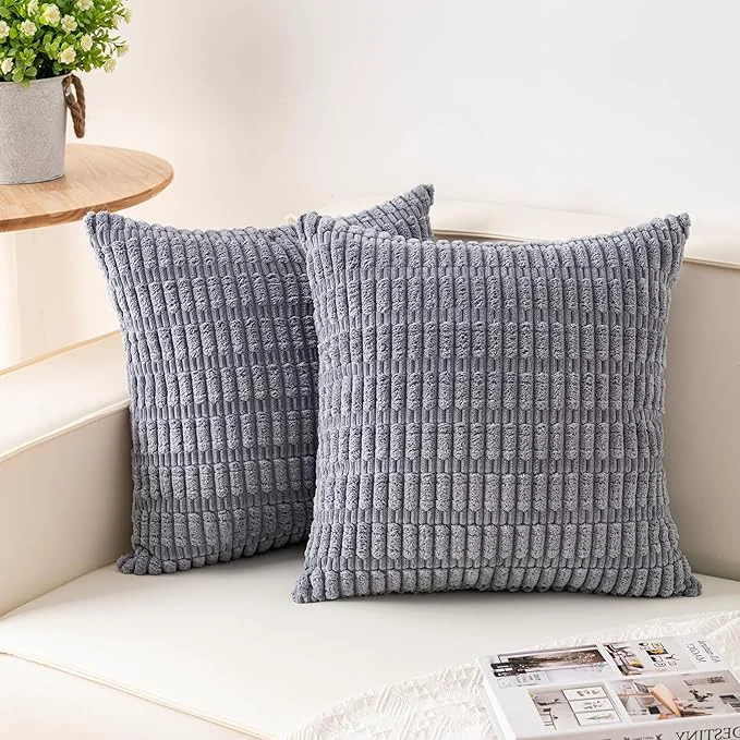 Flexible Aegero Pack of 2 Corduroy Decorative Throw Pillow Covers 16×16 Inch Soft Fast