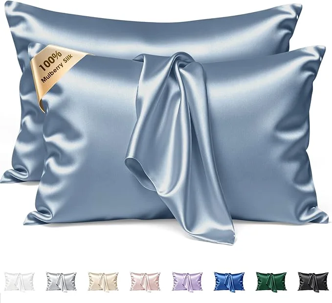 Safe Silk Pillow Cases 2 Pack Standard Size Mulberry Silk Pillowcase Set of 2 Modern