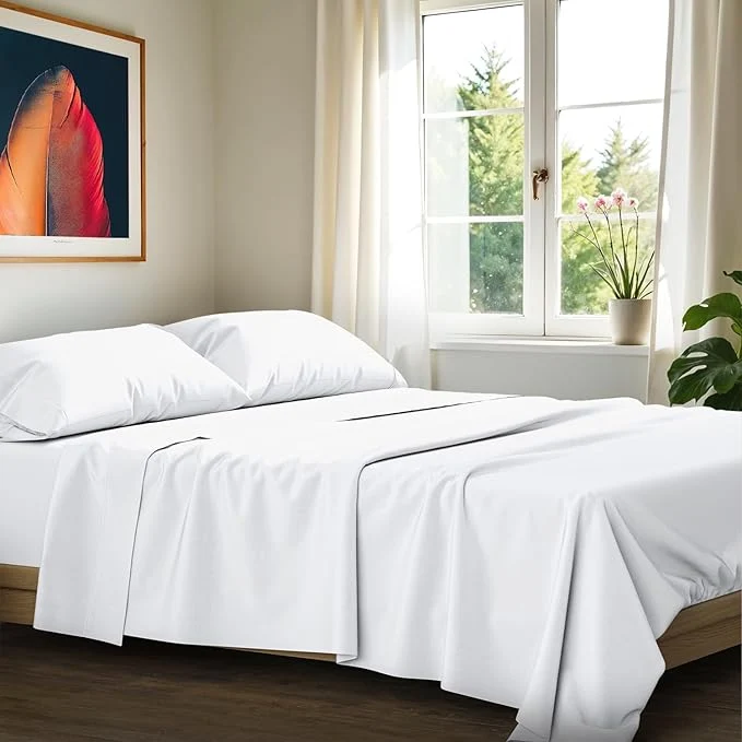 Reusable Egyptian Cotton Queen Size Sheets Set Organic