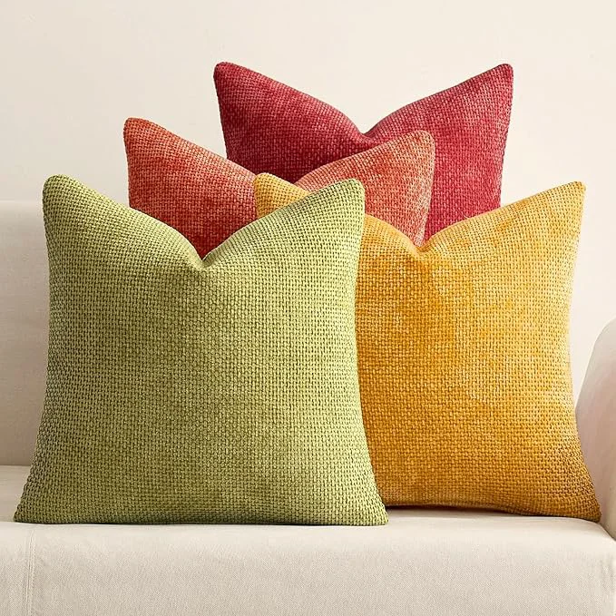 Advanced MIULEE Pack of 4 Burnt Orange Couch Throw Pillow Covers 16×16 Inch Yellow Green Natural