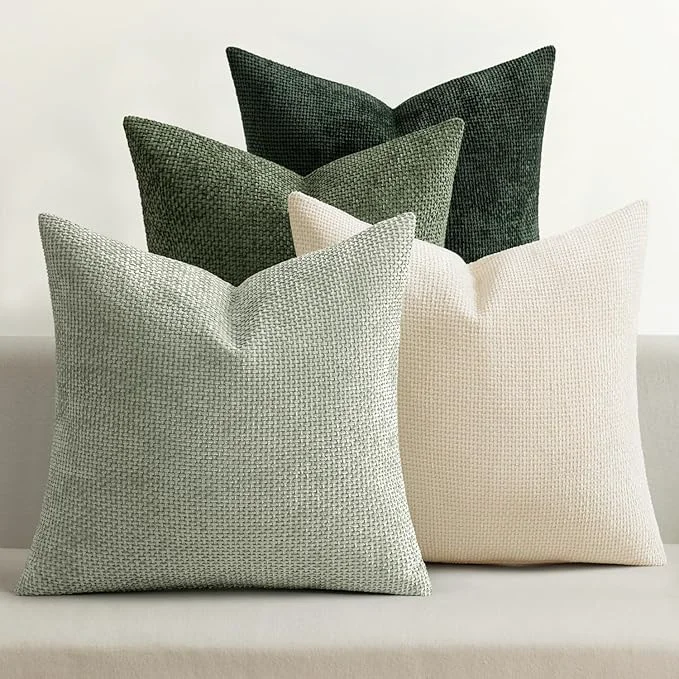 Effective MIULEE Pack of 4 Couch Throw Pillow Covers 18×18 Inch Neutral Green Soft Responsible