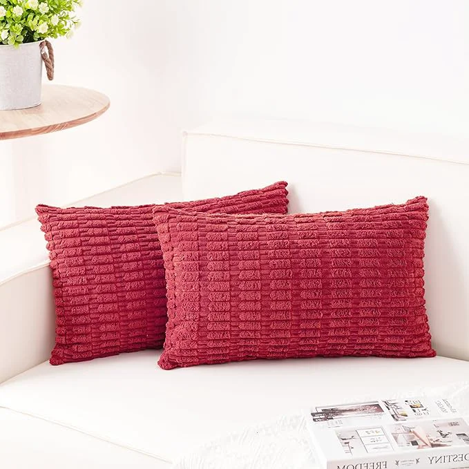 Selected Aegero Pack of 2 Corduroy Decorative Throw Pillow Covers 12×24 Inch Soft Specialty
