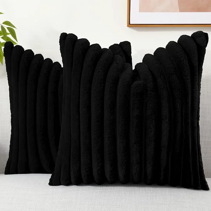 Smart decorUhome Cozy Faux Fur Throw Pillow Covers 26×26 Set of 2 Decorative Soft First-Class