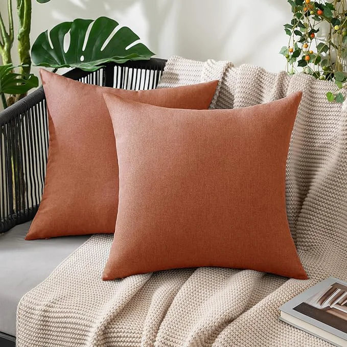 Breathable MIULEE Pack of 2 Decorative Outdoor Solid Waterproof Throw Pillow Covers Euro Detailed