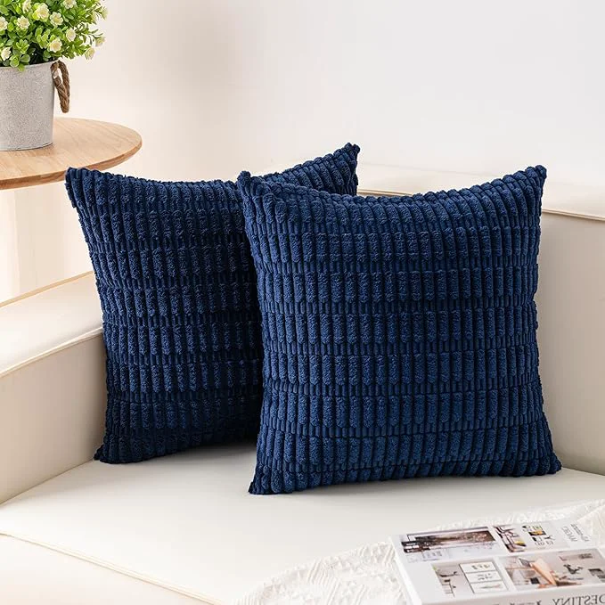Premium Aegero Pack of 2 Corduroy Decorative Throw Pillow Covers 22×22 Inch Soft Optimized