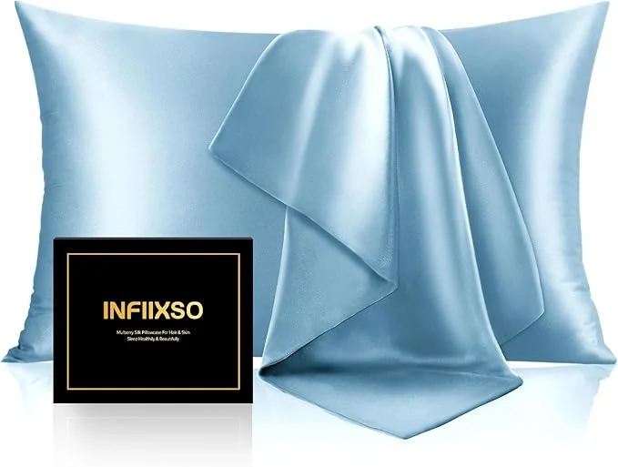 First-Class INFIIXSO Silk Pillow Cases 2 Pack Standard Size Ultra Smooth Soft Mulberry Responsible