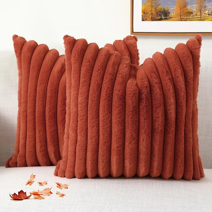 Smooth decorUhome Cozy Faux Fur Throw Pillow Covers 24×24 Set of 2 Decorative Soft User-Friendly