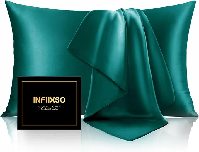 Verified INFIIXSO Silk Pillow Cases 2 Pack Standard Size Ultra Smooth Soft Mulberry Premium