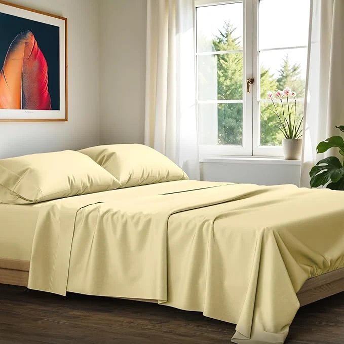 Soft Egyptian Cotton Queen Size Sheets Set Elegant