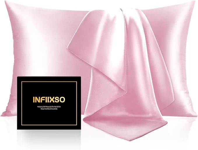 Exceptional INFIIXSO Silk Pillow Cases 2 Pack Standard Size Ultra Smooth Soft Mulberry Sustainable