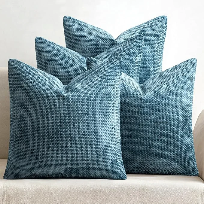 Selected MIULEE Pack of 4 Couch Throw Pillow Covers 20×20 Inch Smoke Blue Soft Fine Crafted