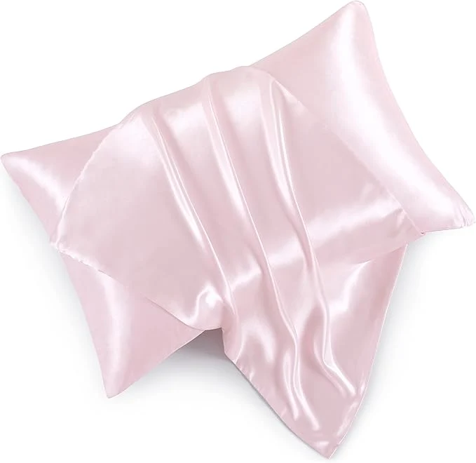 Consistent Satin Pillowcases with Zipper （20×36） King Size Pillowcases Set of 2 Blush Detailed