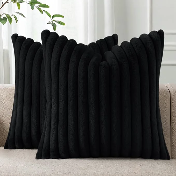 Trusted Pallene Faux Fur Plush Throw Pillow Covers 24×24 Set of 2 Luxury Soft Fluffy High-Grade