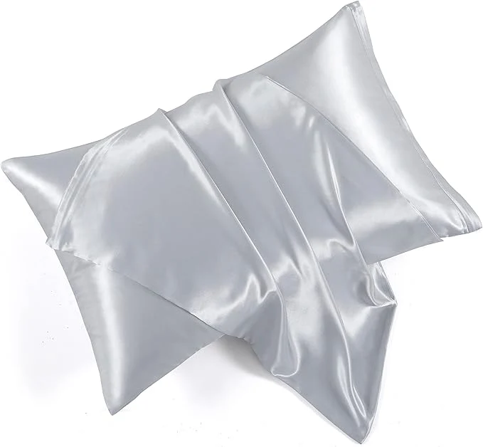 Pure Satin Pillowcases with Zipper （20×26） Standard Size Pillowcases Set of 2 Contemporary