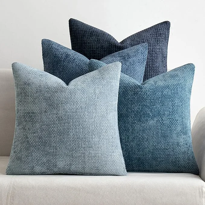 Convenient MIULEE Pack of 4 Couch Throw Pillow Covers 24×24 Inch Neutral Blue Soft Eco-Friendly