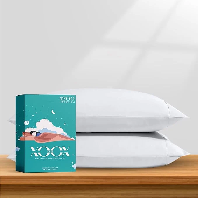 Unique XOOX Linen Egyptian Cotton Queen Pillow Cases Set of 2 Excellent