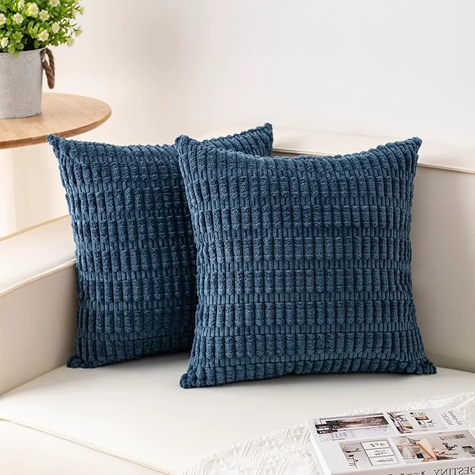 Specialty Aegero Pack of 2 Corduroy Decorative Throw Pillow Covers 22×22 Inch Soft Exclusive