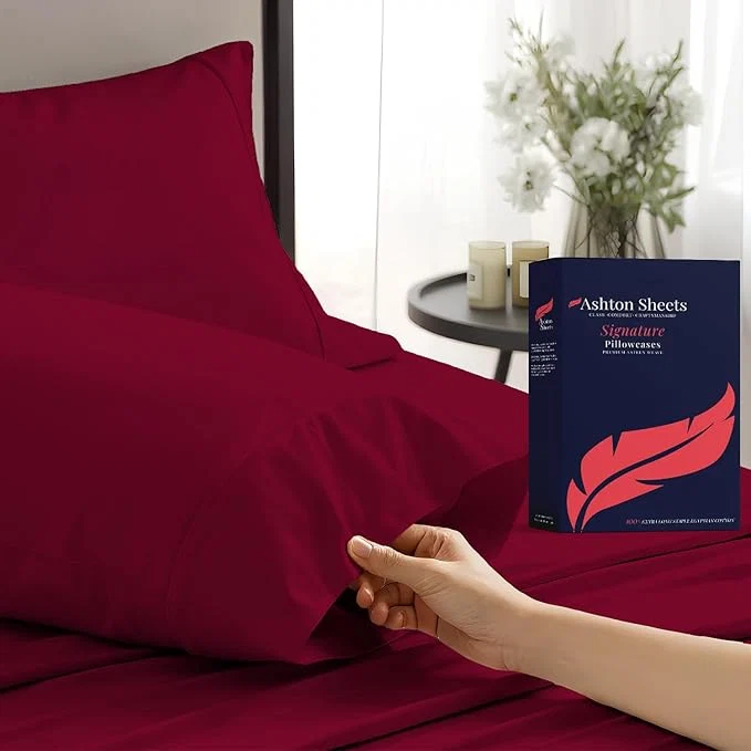 Quality Egyptian Cotton Pillow Cases Standard Queen Size Set of 2 Efficient
