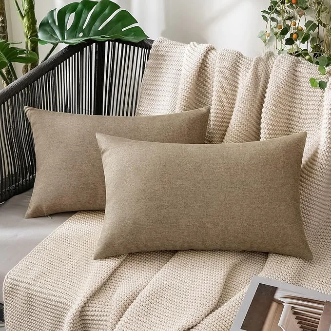 Fine Crafted MIULEE Pack of 2 Decorative Outdoor Solid Waterproof Throw Pillow Covers Faux Efficient