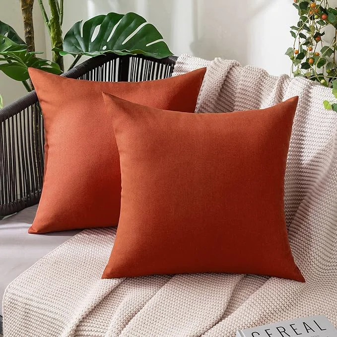 Fashionable MIULEE Pack of 2 Decorative Outdoor Solid Waterproof Throw Pillow Covers Faux Original Design
