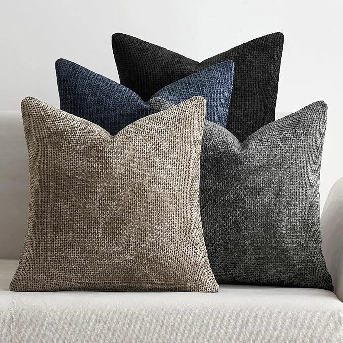 Solid MIULEE Pack of 4 Couch Throw Pillow Covers 18×18 Inch Neutral Navy Grey Soft Prestigious