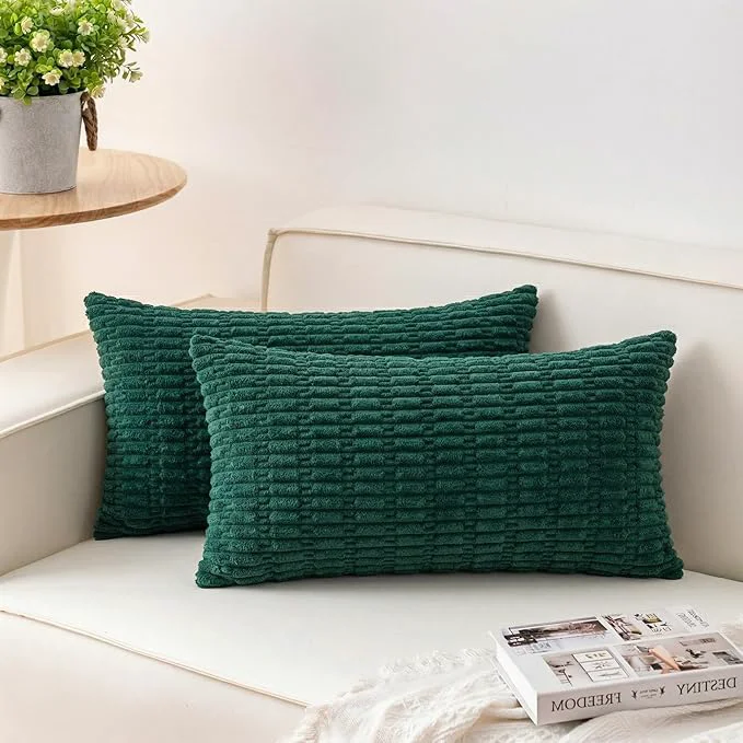 First-Class Aegero Pack of 2 Corduroy Decorative Throw Pillow Covers 12×24 Inch Soft Authentic