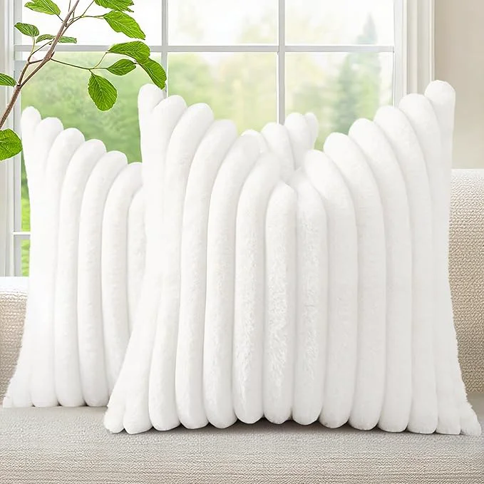 Premium Material decorUhome Summer Cozy Faux Fur Throw Pillow Covers 24×24 Set of 2 Decorative Convenient