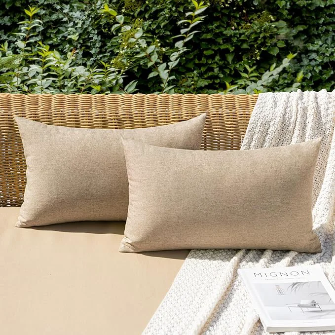 Relaxed MIULEE Pack of 2 Decorative Outdoor Solid Waterproof Throw Pillow Covers Faux Easy-to-Use
