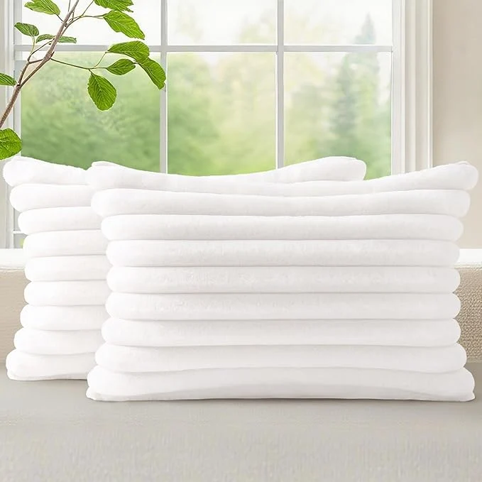 Durable decorUhome Summer Cozy Faux Fur Throw Pillow Covers 12×20 Set of 2 Decorative Environmentally Friendly