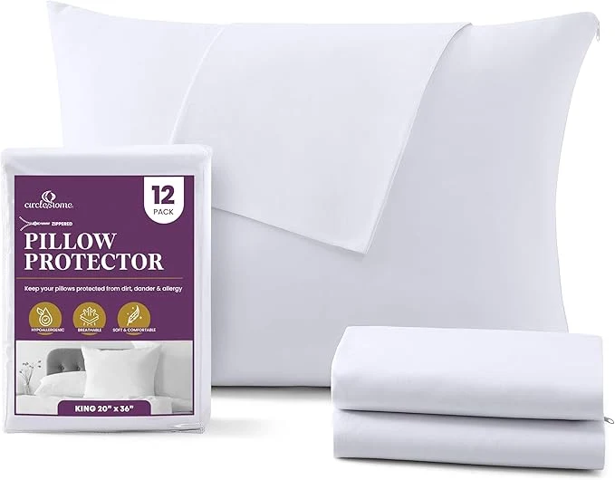 Trendy CirclesHome Pillow Protectors 12 Pack King Zippered Top-Quality