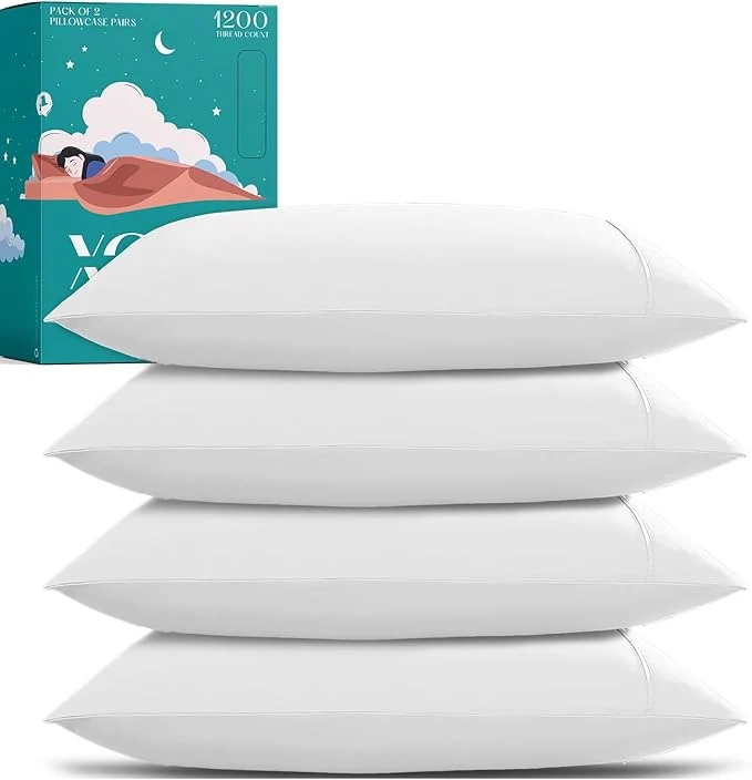 Reliable XOOX Linen Egyptian Cotton King Pillow Cases Set of 4 Clean