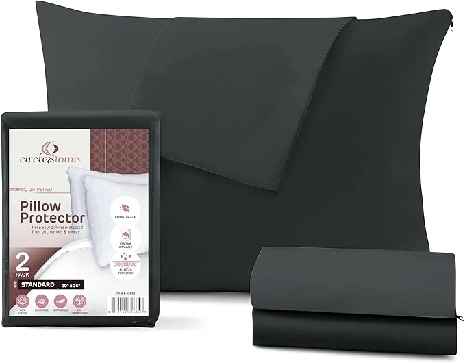 High-Performance CirclesHome Pillow Protectors 2 Pack Standard Zippered Green