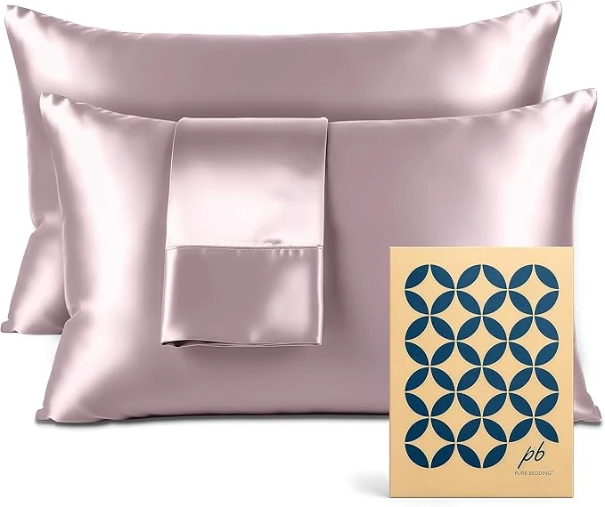 Authentic Pure Bedding Satin Pillowcase 2 Pack Detailed