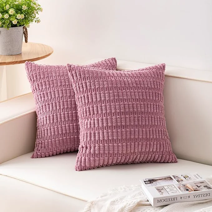 Flexible Aegero Pack of 2 Corduroy Decorative Throw Pillow Covers 20×20 Inch Soft Exceptional
