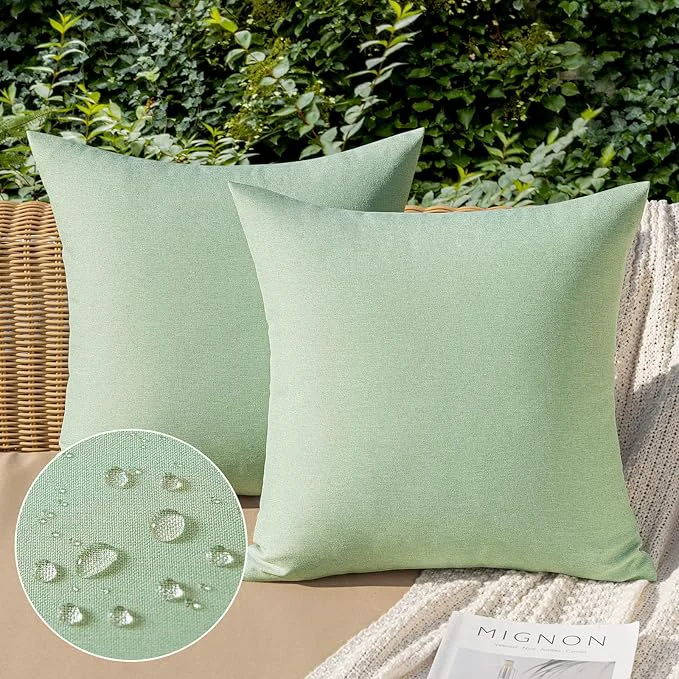 Practical MIULEE Pack of 2 Decorative Outdoor Solid Waterproof Throw Pillow Covers Spring Refined