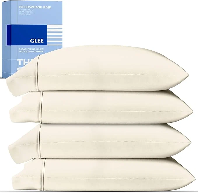Easy-to-Use Thread Spread Cotton Pillow Cases Queen Size Set of 4 Sustainable