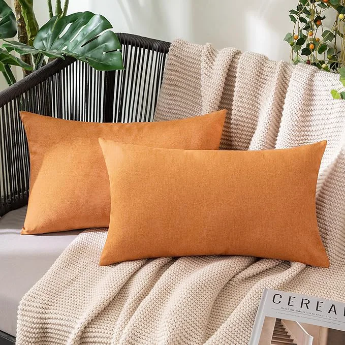 Quality MIULEE Pack of 2 Decorative Outdoor Solid Waterproof Throw Pillow Covers Faux Pure