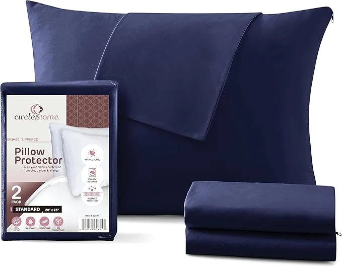 High-Grade CirclesHome Pillow Protectors 2 Pack Standard Zippered Natural