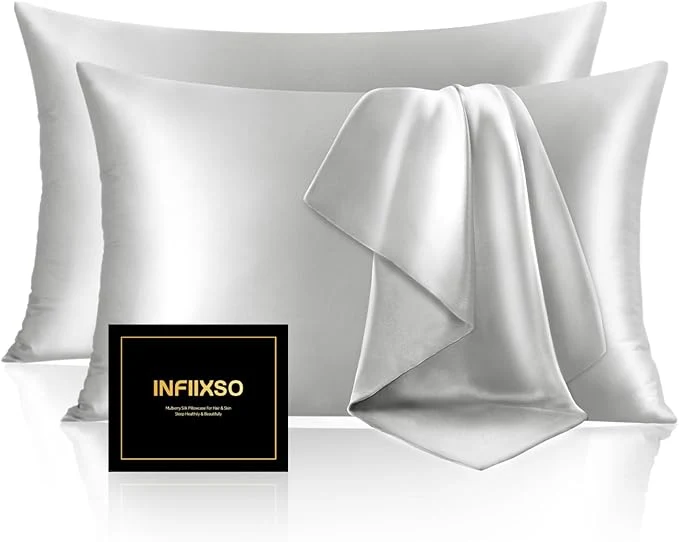 Fine Crafted INFIIXSO Mulberry Silk Pillow Cases King Size Set of 2 Silk Pillowcase Consistent