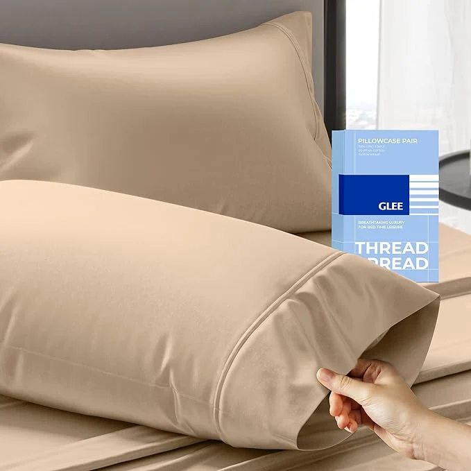 Smooth Thread Spread Cotton Pillow Cases Queen Size Set of 2 Sophisticated