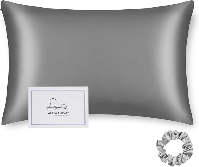 Fine ALASKA BEAR Silk Pillowcase Envelope Closure 22 Momme 100 Percent Long Overlap Sustainable